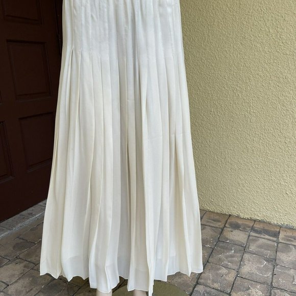 Ralph Lauren Collection Ivory Pleated Silk Max Skirt- Size 6 - Picture 2 of 5